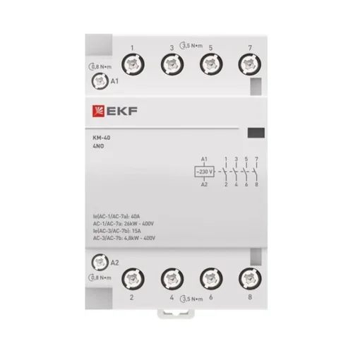 Контактор модульный КМ 40А 4NО (3 мод.) EKF km-3-40-40 - фото 3