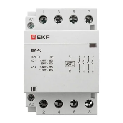 Контактор модульный КМ 40А 4NО (3 мод.) EKF km-3-40-40 - фото 5