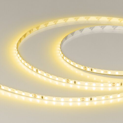 Светодиодная лента RT-A120-5mm 24V Yellow (9.6 W/m, IP20, 2835, 5m) (Arlight, узкая) 015662(2) - фото