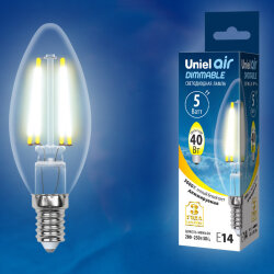 LED-C35-5W-WW-E14-CL-DIM GLA01TR Лампа светодиодная диммируемая, Форма свеча, прозрачная, Серия Air, Теплый белый свет 3000K