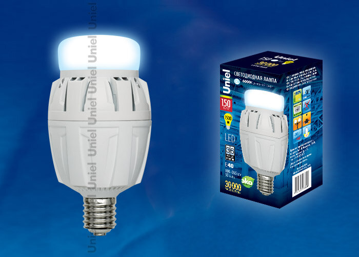 LED-M88-150W/DW/E40/FR ALV01WH Лампа светодиодная с матовым рассеивателем. Материал корпуса алюминий. Цвет свечения дневной. Серия Venturo. ТМ Uniel - фото