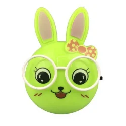 Светильник светодиодный NL-241 &#039;Зайцы очкарики&#039; 220В ночник с выкл. зел. Camelion 13816