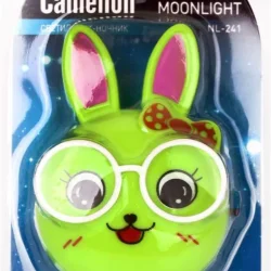 Светильник светодиодный NL-241 &#039;Зайцы очкарики&#039; 220В ночник с выкл. зел. Camelion 13816
