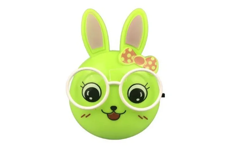 Светильник светодиодный NL-241 'Зайцы очкарики' 220В ночник с выкл. зел. Camelion 13816 - фото