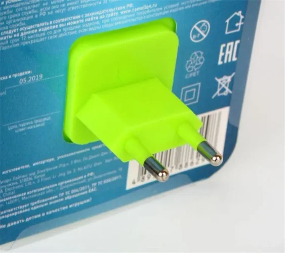 Светильник светодиодный NL-241 'Зайцы очкарики' 220В ночник с выкл. зел. Camelion 13816 - фото 3