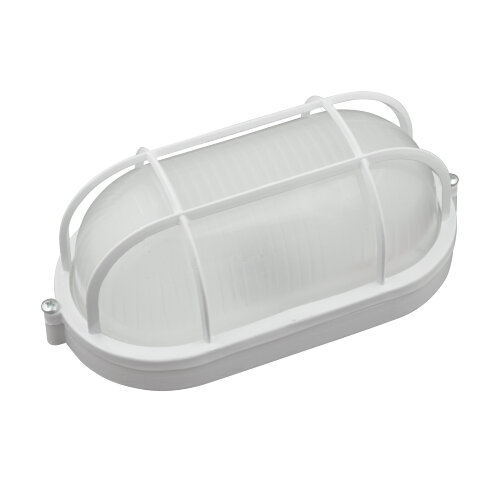 ULW-K24B 12W-6000K IP54 WHITE Светильник светодиодный влагозащищенный, Овал с решеткой, Дневной белый свет 6000K, 1200Лм, 210Х105х85 мм, Корпус белый. - фото 1