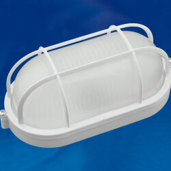 ULW-K24B 12W-6000K IP54 WHITE Светильник светодиодный влагозащищенный, Овал с решеткой, Дневной белый свет 6000K, 1200Лм, 210Х105х85 мм, Корпус белый.