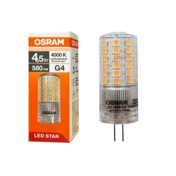 Лампа светодиодная 4.5W/4000K (=100W) G4 170-250V | 580Lm d18x50 | - OSRAM