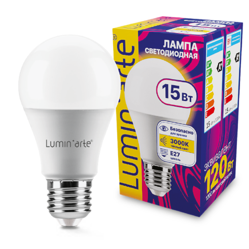 Светодиодная лампа Luminarte LSTD-A60-15W3KE27 15Вт 3000K E27 - фото.