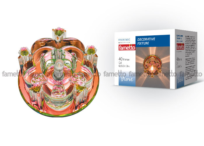 DLS-F122 G4 COLOUR/CLEAR Светильник декоративный встраиваемый. Без лампы. Стекло, цвет радужный. Отделка кристалл, цвет прозрачный - фото