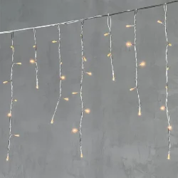 Гирлянда Бахрома 4,9 x 0,5 м Экстра Тепло-Белая 220В, 240 LED, Провод Прозрачный ПВХ, IP54