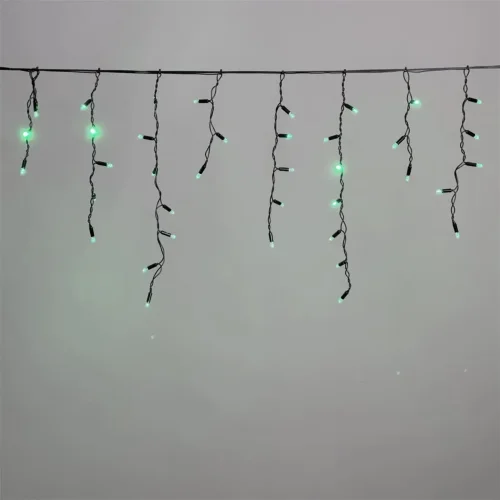 Гирлянда Бахрома с Колпачком 3,1 x 0,5 м Зелёная 220В, 120 LED, Провод Черный ПВХ, IP65. Фото 1.