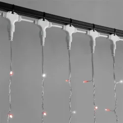 Гирлянда Занавес 2 x 3 м Красный с Мерцанием Белого Диода 220В, 600 LED, Провод Прозрачный ПВХ, IP54