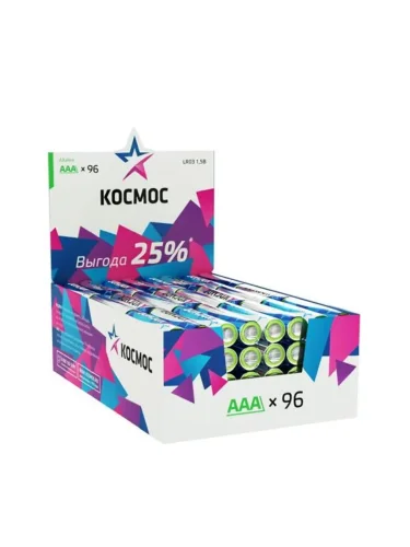 Элемент питания алкалиновый AAA/LR03 (уп.96шт) КОСМОС KOCLR03_96BOX - фото