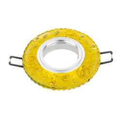 DLS-L150 GU5.3 GLASSY-YELLOW Светильник декоративный встраиваемый, серия Luciole, Без лампы, цоколь GU5.3, Доп, светодиодная подсветка 3Вт, Стекло, Зеркальный-светло-желтый