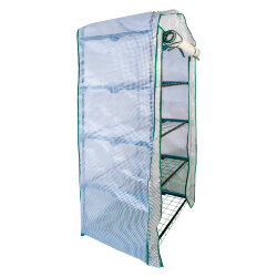 UGH-R20 H160 GREEN-WHITE Парник-стеллаж для рассады, 4 полки, 70x50x160см, Металлическая труба в ПВХ, цвет зеленый, Тент из армированного полиэтилена 135г-м2, цвет сетки белый, TM ФитоЛето