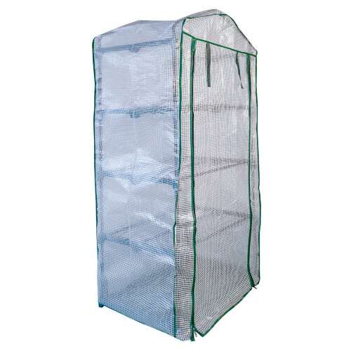 UGH-R20 H160 GREEN-WHITE Парник-стеллаж для рассады, 4 полки, 70x50x160см, Металлическая труба в ПВХ, цвет зеленый, Тент из армированного полиэтилена 135г-м2, цвет сетки белый, TM ФитоЛето - фото 4