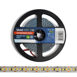 ULS-M14-2835-168LED-m-10mm-IP20-DC12V-14W-m-5M-6500K PROFI Гибкая светодиодная лента на самоклеящейся основе, Катушка 5м, в герметичной упаковке, Дневной свет 6500K.