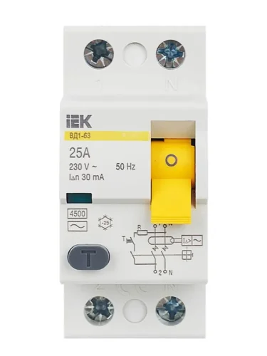 Выключатель дифференциального тока (УЗО) 2п 25А 30мА тип AC ВД1-63 KARAT IEK MDV10-2-025-030 - фото 2