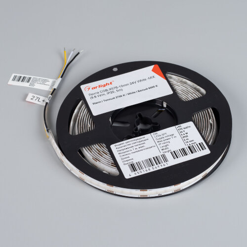 Светодиодная лента СОВ-Х576-10mm 24V White-MIX (9.6 W/m, IP20, 5m) (Arlight, Изменяемая ЦТ) 045179 - фото 4