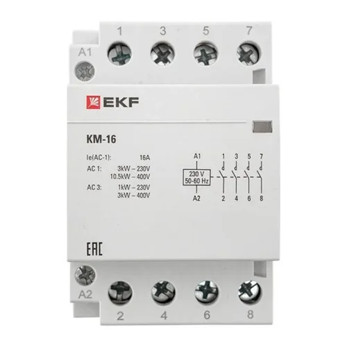 Контактор модульный КМ 16А 4NО (3 мод.) EKF km-3-16-40 - фото 5