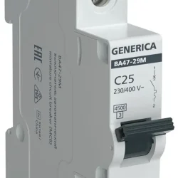Выключатель автоматический модульный 1п C 25А 4.5кА ВА47-29М GENERICA MVA21-1-025-C-G