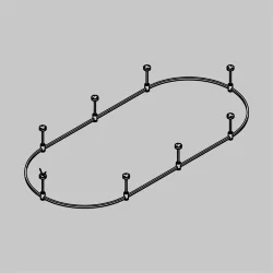 Готовая конструкция овальная 4,5 м на жестких подвесах Short H124мм без светильников и блока питания, черный (Черный)