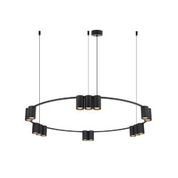 Подвесной светильник ORBIT, IP20, 15xGU10 LED до 15 Вт, черный матовый, алюминий, Denkirs DK4067-BK