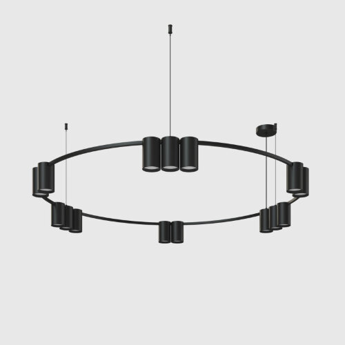 DK4067-BK Подвесной светильник ORBIT, IP20, 15xGU10 LED до 15 Вт, черный матовый, алюминий. Фото 2