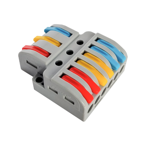 Клемма проходная разветвительная КПР 222-4136 с рычагами 3/6 полюса 0.08-2.5/4мм2 (3шт./уп.) IN HOME - Фото