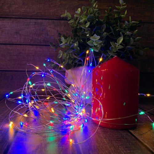 ULD-S1000-100-DTA-RC RGB IP44 Гирлянда светодиодная, 10м, 100 светодиодов, RGB свет, Пульт ДУ в-к, Провод прозрачный - фото 4