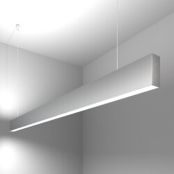 Линейный светодиодный подвесной двусторонний светильник 128см 50W 6500K серебряный 101-200-40-128 (041494)