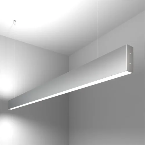 Линейный светодиодный подвесной двусторонний светильник 128см 50W 6500K серебряный 101-200-40-128 - фото