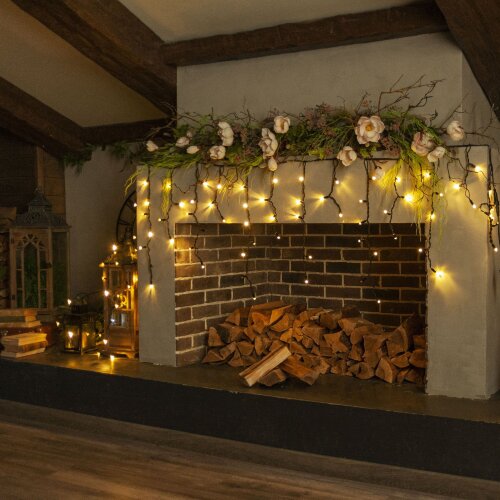 ULD-B3007-200-TBK WARMWHITE-WHITE IP67 Бахрома светодиодная с эффектом мерцания, 3м, Соединяемая, 200 светодиодов, Теплый белый и белый свет, Провод черный - фото 10