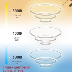 Люстра светодиодная ESTETIKA RING-140RC-3WH 140Вт 230В 3000-6500K 600/400/200 1.2м трос ДУ белый IN HOME
