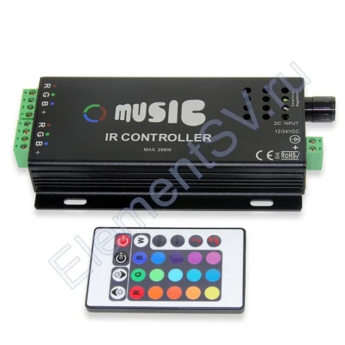 Аудиоконтроллер RGB IR24K P14 (12-24V, 120-240W) - фото.