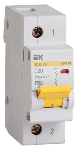 Выключатель автоматический модульный 1п C 20А 10кА ВА47-100 KARAT IEK MVA40-1-020-C - фото