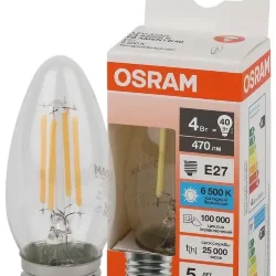 Лампа светодиодная филаментная 4W/6500K (=40W) E27 | Свеча | LED STAR 5Y FILAMENT | - OSRAM