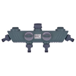 UGW-M14 GREY-OLIVE Разветвитель садовый для шланга Т-образный, со штуцерами, 4х канальный, Цвет серый-оливковый, TM ФитоЛето