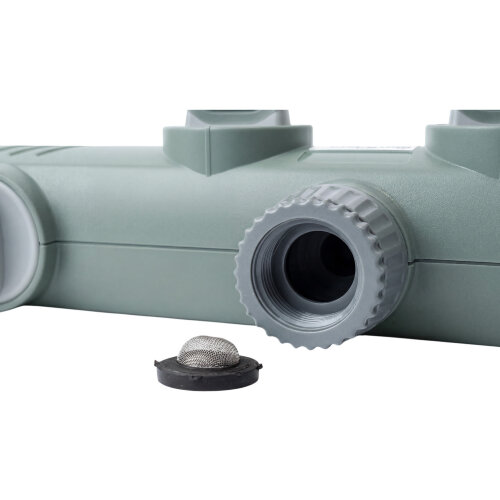 UGW-M14 GREY-OLIVE Разветвитель садовый для шланга Т-образный, со штуцерами, 4х канальный, Цвет серый-оливковый, TM ФитоЛето - фото 6