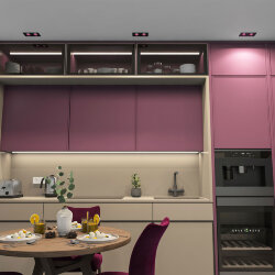 Встраиваемый светильник, IP 20, 10 Вт, GU5.3, LED, черный/розовый, пластик, Denkirs DK3072-BK+PI