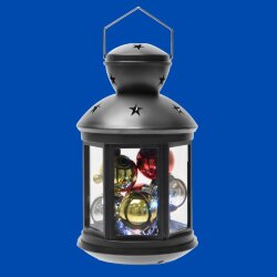 ULD-L1220-010-DTB-RGB BLACK Фонарь со светодиодной гирляндой внутри, на батарейке в комплект не входит, 10 светодиодов, RGB свет, Режим мигания, Черный корпус, 12x20 см.