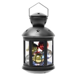 ULD-L1220-010-DTB-RGB BLACK Фонарь со светодиодной гирляндой внутри, на батарейке в комплект не входит, 10 светодиодов, RGB свет, Режим мигания, Черный корпус, 12x20 см.