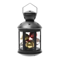 ULD-L1220-010-DTB-RGB BLACK Фонарь со светодиодной гирляндой внутри, на батарейке в комплект не входит, 10 светодиодов, RGB свет, Режим мигания, Черный корпус, 12x20 см.