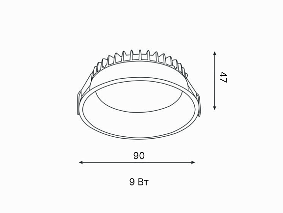 'Светильник светодиодный диммируемый потолочный встраиваемый , серия WL-BQ, Черный, 9Вт, IP44, Теплый белый (3000К), BQ009109-BL-WW. Фото 5