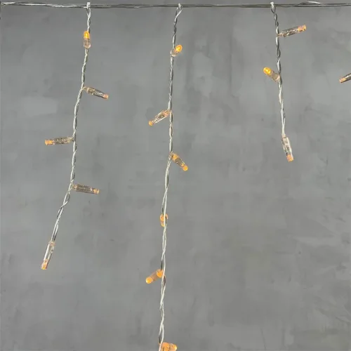 Гирлянда Бахрома с Колпачком 3,1 x 0,5 м Желтая 220В, 120 LED, Провод Прозрачный ПВХ, IP65. Фото 2.