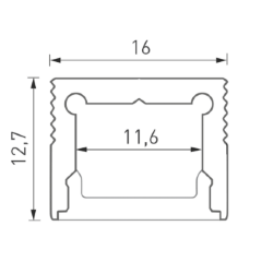 Накладной алюминиевый профиль Design LED LS1613, 2500 мм, анодированный, LS.1613-R 010363