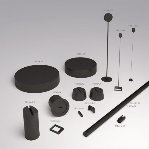 TR5511-BK Накладное основание с возможностью размещения блока питания и подачи питания треку-ремню Belty, серия Base, D260*H50мм, IP20, черный, алюминий. Фото 3