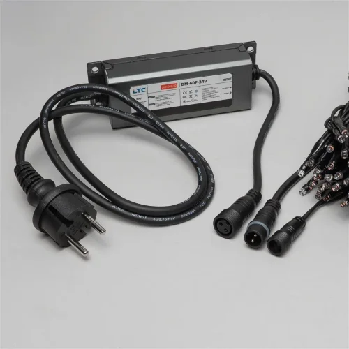 Комплект 3 Разноцветных Нити по 20м, 600 LED, Провод Черный Каучук 2,3мм, IP54. Фото 4.