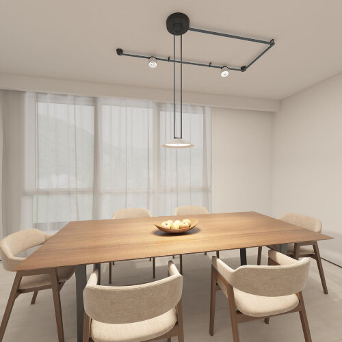 DK5564-WH+BK Cветильник для трека-ремня Belty, серия Flow, со светодиодом, D300*H71мм, 48V DC, 20W, RA90, 120°, 4000K, IP20, белый с черным, алюминий. Фото 7